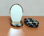 全新　特製粗呢布鏡 隨身鏡 化妝鏡　【家庭雜貨專區】☆流星百寶屋☆