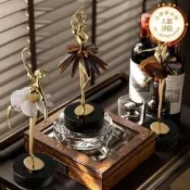 【口碑推薦】輕奢天然晶石瑪瑙水晶芭蕾舞者女孩銅擺飾客廳酒櫃臥室家居裝飾品