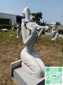 青斗石彈琵琶抽象人像雕塑 園藝民宿藝術造景東方樂女石材擺設「宗教用品」