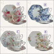 (店+)超低價促銷 咖啡杯 2杯2盤 陶瓷 玫瑰 杯組 英式 花茶杯組 母親節 禮盒 咖啡杯盤組 白色瓷器 下午茶組 露營 餐具