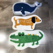 協貿國際日用品生活8館 印度制純棉 Modern House小狗鱷魚卡通浴室吸水綿柔地毯地墊