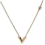 【Louis Vuitton 路易威登】M00857經典ESSENTIAL V字母黃銅吊墜項鍊(金色)