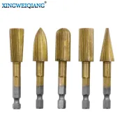 手作工具 木雕工具 高速鋼木工旋轉銼刀 電動打磨頭6.3mm柄 六角柄5件組鍍鈦異型銼刀 特賣S