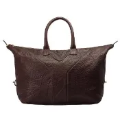 【YSL】EASY BAG Y字LOGO牛皮波士頓手提包(大-深咖啡208314-AEKOG-1383)