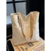 【Summer優選】韓係輕量型側背包 文青帆布包大容量加厚單肩手提包簡約女通懃上班上課裝書本a4文件布袋小資女孩