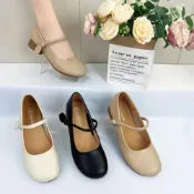 (店+)瑪莉珍鞋女單鞋女包鞋樂福鞋平底單鞋粗跟單鞋淺口單鞋芭蕾鞋娃娃鞋穆勒鞋懶人單鞋圓頭尖頭方頭低跟中跟鏤空復古韓系軟底單鞋春夏法式媽媽舒適珍鞋淺口瑪麗女鞋皮鞋單鞋法式