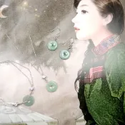 母親節禮盒-但願人長久-古典雅韻緬甸玉A貨平安扣925純銀項鍊
