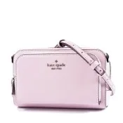 KATE SPADE Staci 雙層拉鍊置物十字紋防刮斜背包-丁香紫