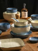 協貿國際日用品生活館 溫禾碗碟套裝家用新款陶瓷碗筷碗盤子組合喬遷新居復古餐具
