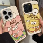 ins情侶可愛派大星蘋果13手機殼iPhone14海綿寶寶15promax情侶11小眾12軟殼7/8
