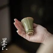 🔥臺灣熱賣/免運/限時特惠🔥墨己 越窯龍泉青瓷艾草青悅心花口聚香杯 聞香杯茶具陶瓷品茗杯