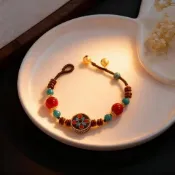 【臺灣出貨】尼泊爾手工銀飾 藏式民族風飾品 加德滿都手工銀飾 松石珊瑚尼泊爾銀墜 復古做舊藏銀手鍊尼泊爾藏式編織手鍊  