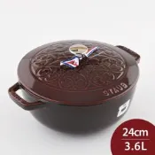 Staub 水滴形多功能高深燉鍋 24cm 3.6L 石榴紅 法國製 鑄鐵鍋 湯鍋 (電磁爐 IH爐可用)