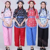 新北出貨♕網紅客家服飾表演服阿慶嫂表演服採茶服女中老年秧歌服舞蹈成人村姑服裝網紅直播表演