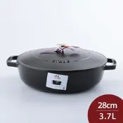 Staub 水滴形多功能鑄鐵燉鍋 28cm 3.7L 黑 鑄鐵鍋 湯鍋 (電磁爐 IH爐可用)