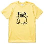 Who Cares Pug 短袖T恤 黃色 巴哥 哈巴狗 動物 趣味