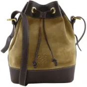【DOKODEMO】LOEWE Anagram 單肩包，抽繩設計，麂皮 x 皮革拼接，米色，女士單肩包 [二手]