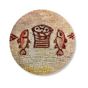 【ELIM以琳】五餅二魚雕刻陶瓷掛飾/擺飾（附展示架）│福音禮品．居家擺飾．受洗禮物．經文．基督教│以琳書房ELIM