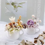 (店+)【咖朵花藝】焦糖瑪奇朵 小奶壺 永生花 不凋花盆栽 迷你 盆栽  婚禮小物 乾燥花 閨蜜禮 伴娘禮 婚禮佈置 花禮