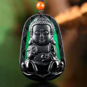 MoonDy 寶寶佛項鍊 吊墜項鍊 佛公吊墜 天然翡翠 玉石掛件 墨玉佛公 翡翠吊墜 墨翠掛件 玉石佛公 830