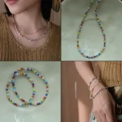 (店+)【THIS THING ACCESSORIES】::這件飾｜鈦鋼鍊『歐胡彩色細珠組 - 項鍊/手鍊』飾品 串珠 短鏈 中性 男生尺寸 對鍊