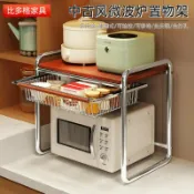 生活軌道 【雙層中古風】置物架 收納架 烤箱架 微波爐架 電飯煲架 廚房收納 檯面置物 鐵藝復古 多功能分層 節省空間 耐重穩固