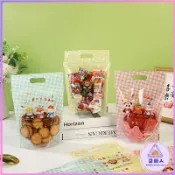 台灣現貨🎀可愛手提夾鏈袋 自立袋 手提包裝袋 夾鏈袋 點心袋 餅乾袋 牛軋糖袋 糖果袋  點心烘焙包裝 防潮