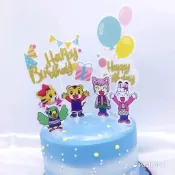 【貝迪】巧虎 白雲 彩虹 蛋糕插旗 生日 裝飾裝扮甜品臺桃樂比妙妙小花擺件卡通公仔快樂