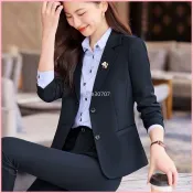 【女性西裝套裝】秋冬高級氣質面試正裝 飯店前台經理工作服 黑色藏青 職業OL修身顯瘦 大學生求職穿搭 長褲九分褲