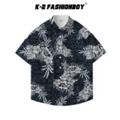 【K-2】圖騰 設計 花襯衫 短袖襯衫 滿版設計 復古 古著 搭配 男女不拘 藝術家【NC05】