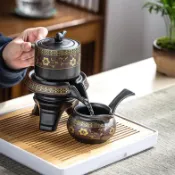 協貿國際日用品生活3館 半自動功夫茶具套裝家用陶瓷懶人石磨泡茶喝茶道茶壺茶杯整套簡約