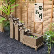 星美匯工廠🔥定金別墅魚池造景小院造景定金流水擺件戶外陽台大型新中式魚池循環水景觀魚缸招財庭院裝飾造景