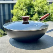 艾特斯良品 高純極鐵鍋 老鐵鍋無涂層不易粘鍋 炒菜鍋家用 32CM免開鍋