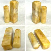 京晏館 # # 天然 七彩玉 黃玉 瑪瑙 玫瑰石 水晶印章 原礦拋磨印章 二支一標 批發直購優惠價 台灣現貨 # #
