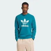 【adidas 愛迪達】長袖上衣 男款 大學T 運動 三葉草 TREFOIL CREW 藍綠色 IZ2356(S2760)