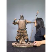 【阿一藝品】早期廣東 石灣陶 人物雕【萬夫莫敵】名師手製 有落款 值得收藏 居家裝飾 石灣公仔 石灣陶藝