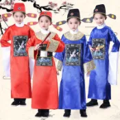 新中式漢服館元旦錶演服狀元服兒 *^童古裝狀元帽戲曲京劇男女小孩戲服和全套官員
