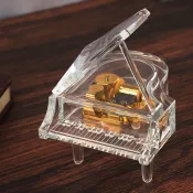 ⚡新品 透明三角鋼琴音樂盒生日情侶亞克力林俊傑同款手工水晶鋼琴音樂盒