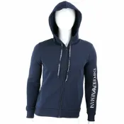 Emporio Armani 字母鷹標印花深藍色連帽外套 運動衫(男女可穿/刷毛襯裡)