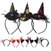 【橘魔法】萬聖節造型髮箍 女巫帽 小惡魔 蜘蛛網 髮飾 髮圈 飾品 角色扮演 道具 裝扮 大人 男童 女童 兒童