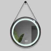 【窩居】40cm智能浴室鏡 壁掛式防霧鏡 觸控LED燈光 衛浴圓鏡 雙觸控顯示
