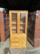 【東鼎二手家具】楠木2.8尺全實木三門書櫃*公仔櫃*藝品櫃*展示櫃*玻璃櫃*書櫃*櫥櫃*請先聊聊詢問配送方式再進行下標