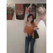 ✨𝒩𝑒𝓌-細肩帶一體成型乳膠罩杯背心💖橘／黃／白／灰／黑🔖20283預購｜肯定回購彈力32E大胸可穿。0405