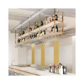 (店+){華景家具城}吧台吊架酒吧懸掛酒架置物架鐵藝酒櫃高腳杯架奶茶店餐廳吊頂吊櫃