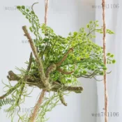 仿真綠植 客廳裝飾 大型盆栽 室內仿生盆栽 植物裝飾 仿真綠植蕨類吊球假花田園森林系綠植壁掛垂下垂吊餐廳裝飾擺件