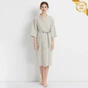 和風選集 【純亞麻透氣】浴袍 浴衣 睡袍 家居服 休閒服 日式簡約 寬鬆連體 長款設計 男女皆可 酒店度假適用 居家慵懶風