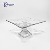 【SOGA】日本製 高腳水果盤 高腳果盤 點心盤 蛋糕盤 高腳玻璃盤 供果盤 雕花玻璃盤 玻璃果盤