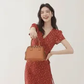 MIYUNA米友娜-真皮牛皮經典時尚小貝殼包手提肩背斜背包(真皮包包 焦糖棕)