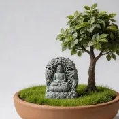 台灣出貨 擺件裝飾 菩提樹下釋迦摩尼擺飾 國風桌面造景微景觀 國潮茶檯 鎮宅守運裝飾