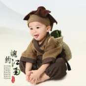 兒童角色扮演服裝 店小二裝 漢服 書僮 藥童 鋤禾裝 萬聖節裝喔奧喔